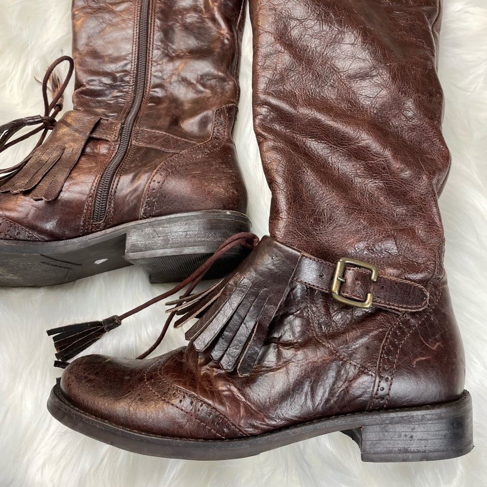 Welsh Boots Tall Womens Leather Brown Size 7.5